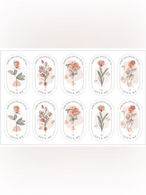 Peach Floral Sticker Sheet - 'Something Special For You' 100 Pcs